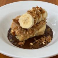 The Gertie · Buttermilk Biscuit Topped with Peanut Butter Frosting, Fresh Bananas, and a Pretzel Crunch, ...