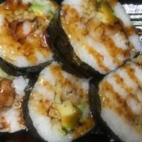 Shrimp Cucumber Avocado Roll · 