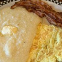 Breakfast Special · Two eggs, your choice of bacon, sausage or livermush and creamy grits or hashbrowns and toas...
