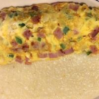 Western Omelette · Ham, onions, peppers, and cheese.