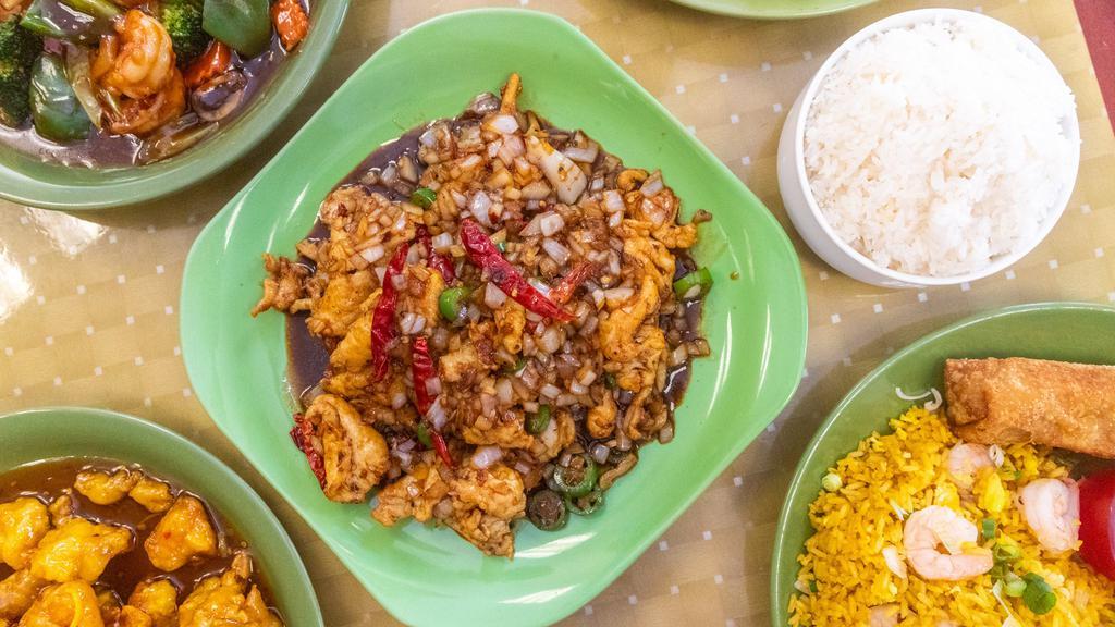 Kung Pao Chicken · With a side order of rice