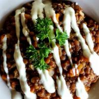 Lentil Bowl · With seasoned lentil stew, carrots, cauliflower, onions; served over organic brown rice and ...