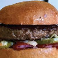 Little Big Burger · 1/4lb CERTIFIED ANGUS STEAKBURGER,  shredded lettuce, red onion, pickles & camden's catsup, ...