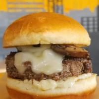 Mushroom Swiss · 1/4lb of certified angus steak burger, grilled mushrooms, Swiss cheese and mayonnaise served...
