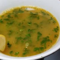 Dal Shorba (Gf/V) · Pureed organic lentil soup, organic croutons. Vegan. Organic.