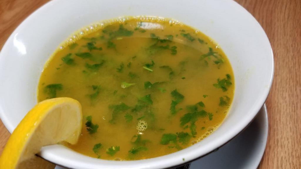 Dal Shorba (Gf/V) · Pureed organic lentil soup, organic croutons. Vegan. Organic.
