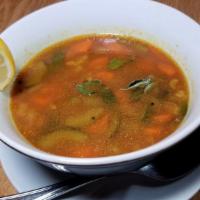 Sambar Soup (Gf/V) · Lentil and vegetable soup.
