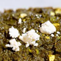 Saag Paneer (Gn) · Gluten-free. Creamed spinach, cottage cheese cubes and spices.