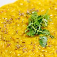 Dal Tadka (Organic) · Organic yellow lentils, tempered with cumin and mustard seeds. Vegan. Gluten free. Organic.