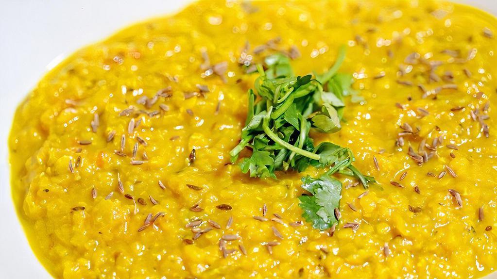 Dal Tadka (Organic) (Gf/V) · Vegan, gluten-free, organic. Organic yellow lentils, tempered with cumin and mustard seeds.