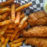 Chicken Tenders Basket · Killer deep-fried chicken tenders served with your choice of sauce.