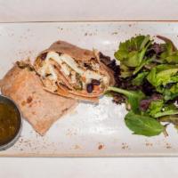 Socal Breakfast Burrito · Egg whites, all-natural grilled chicken breast, ancient grains, black beans, house-roasted o...