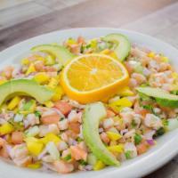 Ceviche Mazatlán * · Raw shrimp or fish marinated in lime juice , mixed with tomato , chopped onions , cilantro ,...