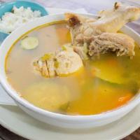 Chicken Soup · Made with chicken and vegetables , served with rice