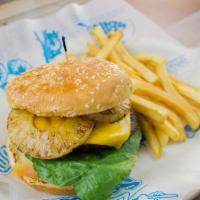 Hawaiian Burger * · Beef burger served with lettuce , tomato , onion , cheese and , two pineapple rings , served...