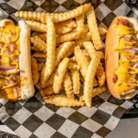 Double Hot Dog · with fries