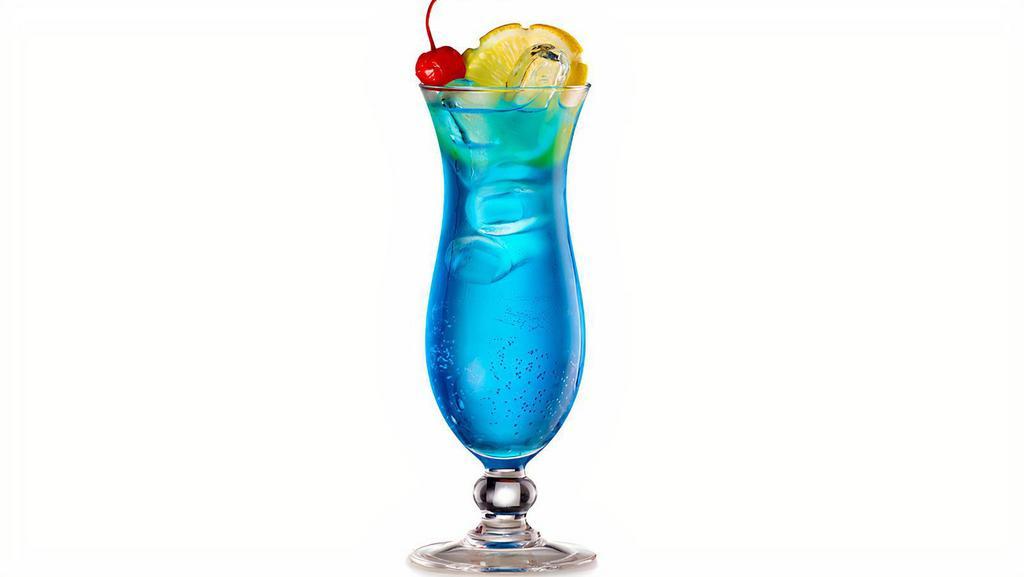 Blue L.I.T. · Finlandia vodka, Blue Curacao, gin, rum, tequila, sweet and sour and a splash of Sierra Mist.   Serves (6) drinks (or one really thirsty person.)