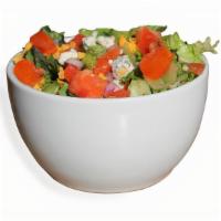 Side Salad · Red leaf lettuce, grated cheddar, fresh dices tomato, green pepper and red onion.  Choice of...