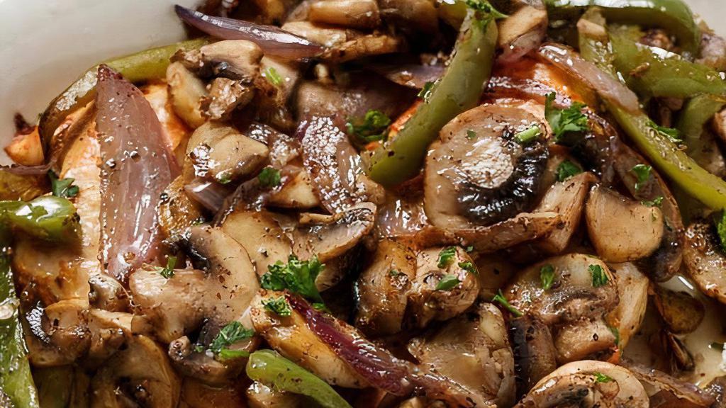 Chicken Breast  · broiled chicken breast topped with mushrooms, bell pepper and onion