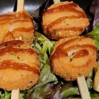Panko Fried Scallops · Comes with two skewers, a total of four pieces.