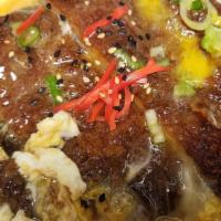 Katsu Don · Panko-fried protein of your choice, cooked in sweet dashi soy with scrambled eggs and onion,...