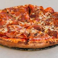 Pepperoni Suicide · Pizza sauce, Mozzarella cheese, a massive massive massive amount of pepperoni.