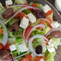 Greek Salad · Feta cheese and kalamata olives added to our house salad.