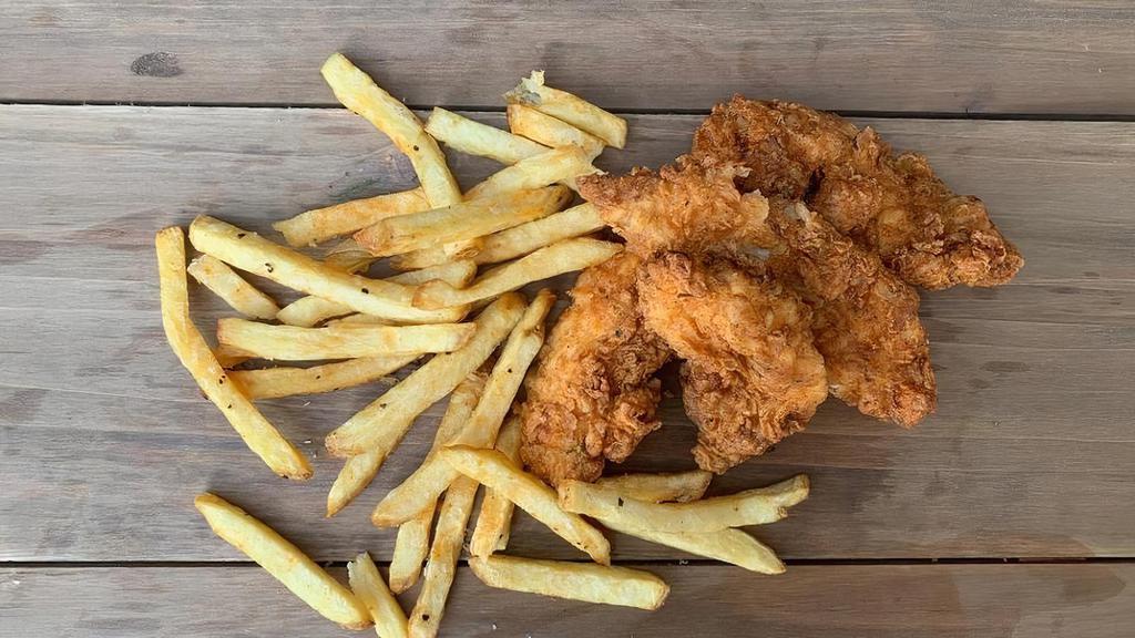 4Ct Chicken Tenders · A four count of our tender free-range chicken hand-breaded and fried to perfection! served with your choice of dipping sauce!