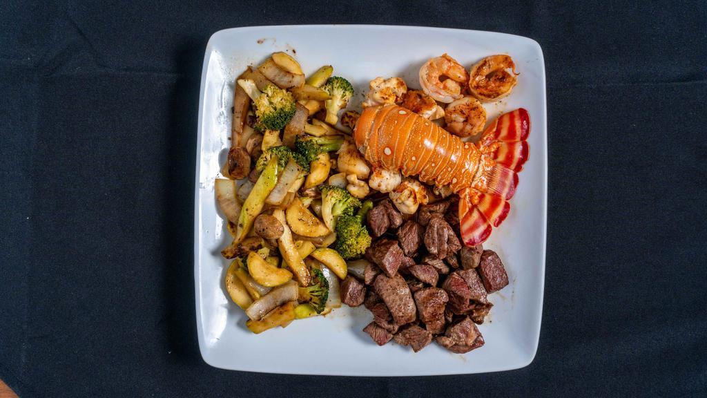 Saito Special · 8 oz Steak and 6 oz Lobster tail Combo.