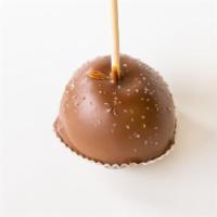 Salted Caramel Apple · A classic granny smith apple dipped in caramel sauce, dipped in chocolate, sprinkled with se...