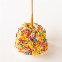 Fruity Pebbles Apple · A classic granny smith apple dipped in our signature caramel sauce, dipped in white chocolat...