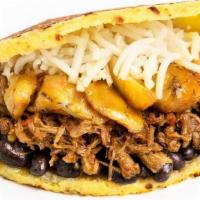 ~ 2 Shredded Beef Signature Arepas · Shredded Beef, Black Beans, Pico de Gallo & White Cheese