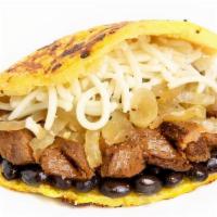 ~ 1 Steak Arepa · For the Beef lovers with the best ingredients of your choice.. **Consumer Advisory: STEAK MA...