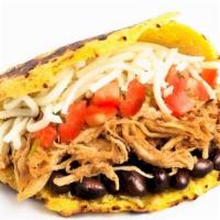 ~ 1 Shredded Chicken Arepa · Combine the best shredded chicken with the ingredients of your choice
