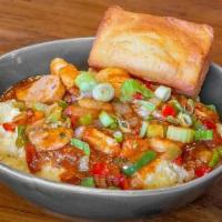 Shrimp & Grits · All entrees served with house-made cornbread. Cheesy stone-ground grits, jumbo shrimp, Cajun...