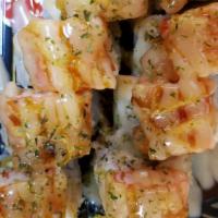 Osaka · (Crawfish, shrimp tempura, avocado, fried crab, eel sauce, spicy mayo).