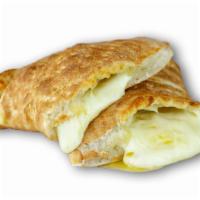 Calzone Style Cheese Bread · Calzone shaped bread with loaded mozzarella cheese inside & on the top, glazed with garlic s...
