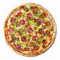 Supreme Pizza · Pepperoni, sausage, onion, mushroom, and green pepper.