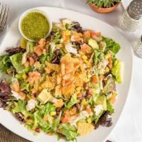 Latin Salad · Shredded lettuce , pico , shredded cheese and avocado with choice of meat , and ranch dressi...