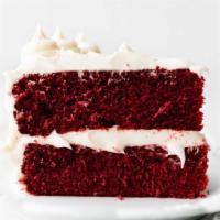 Red Velvet Cake · Tow moist layers of stunning red velvet filled with cream cheese icing and topped with crumb...