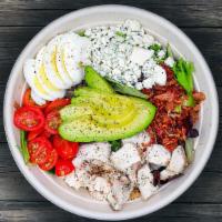 The Cobb · Grilled chicken, applewood smoked bacon, fresh avocado, crumbled blue cheese, grape tomatoes...
