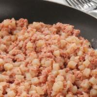 Corned Beef Hash · Salt cure. potatoes, and onions.
