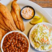 Delta Catfish Filet Dinner · Farm raised catfish filets, battered in our secret seasoning and fried to a golden brown. Yo...