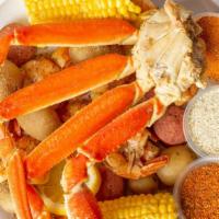 Snow Crab · Potatoes, turkey sausage, corn & snow crab.