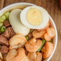 Beef & Shrimp Yaka Mein (32 Oz.) · Spaghetti noodles in beef broth with beef, shrimp, green onions, and boiled egg.