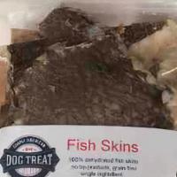 Dehydrated Fish Skin Treats · 4 oz. Dehydrated Atlantic fish skins. Single ingredient.