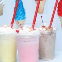 Milkshakes · YOUR FLAVOR MILKSHAKE TOPPED WITH WHIPPED CREAM & A CHERRY ON TOP.