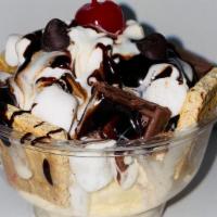 S’Mores Sundae  · One scoop of Icecream, Vanilla or Chocolate, graham crackers, marshmallows, Hershey chips, c...