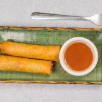 Egg Roll · Two egg rolls stuffed with bean thread noodles, carrots, cabbage, potatoes, celery, and onio...