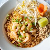 Pad Thai · Thin noodles, egg, bean sprouts, peanuts, green onion.